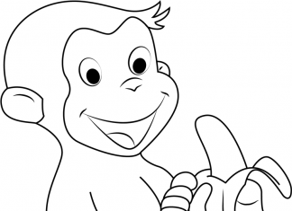 kolorowanka dla 4 latka małpa z bananem