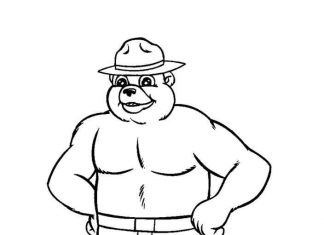 Coloring book for 4 year old muscular teddy bear with hat