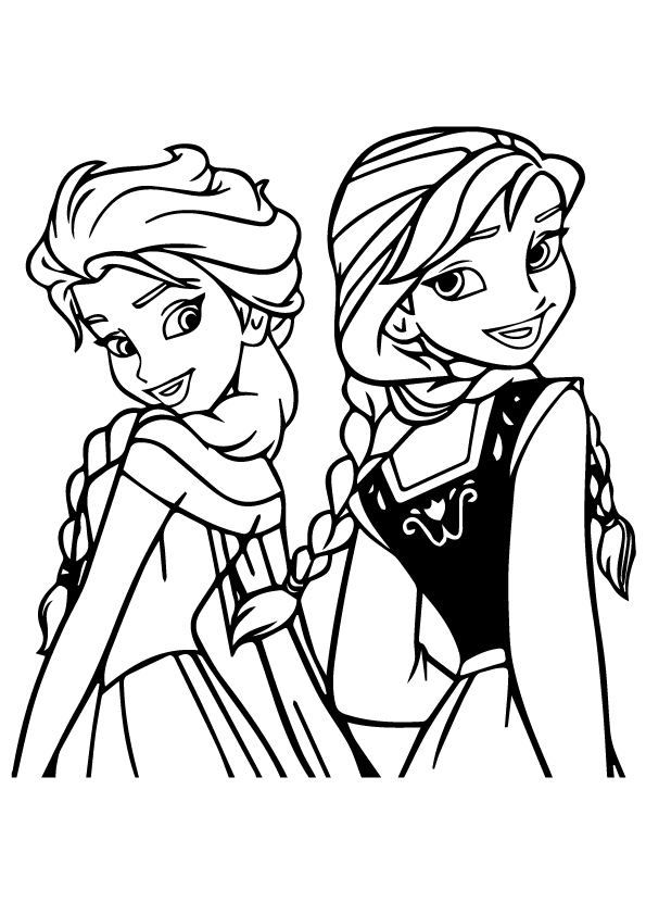 Livro para colorir Anna e Elsa para crianças de 5 anos
