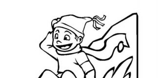 Coloring book for 5 year old boy sledding