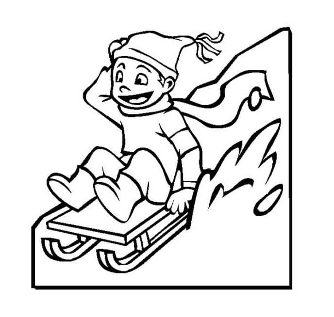 Coloring book for 5 year old boy sledding