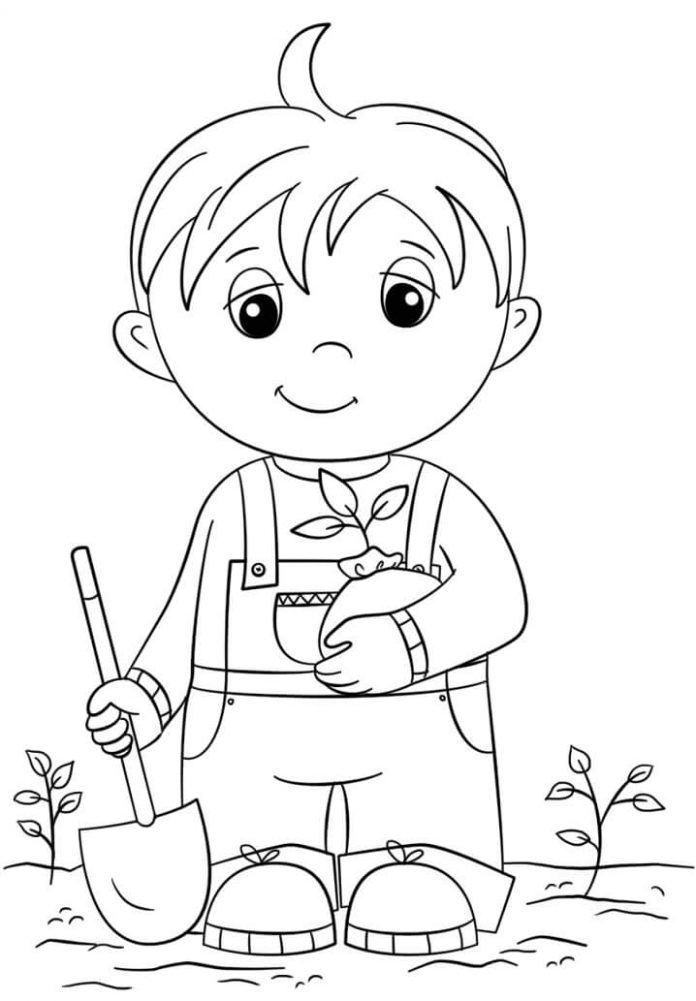 Színezőkönyv egy 5 éves kisfiúnak a kertben