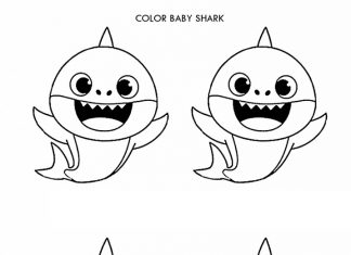 Livro de coloração para quatro tubarões pequenos de 7 anos de idade