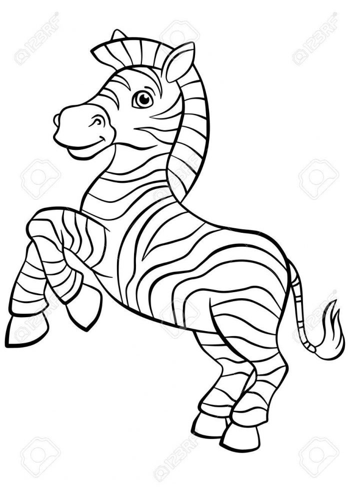 Libro da colorare zebra felice per bambini
