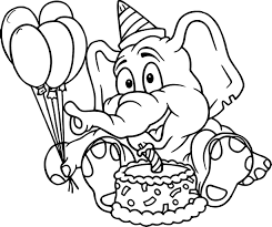 Malbuch für 7 Jahre alten Elefanten mit Kuchen