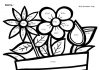 Coloring book flower pot with flowers according to mathematical solutions