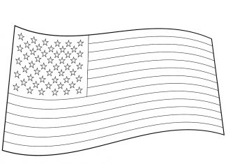 kolorowanka duża flaga Ameryki do druku