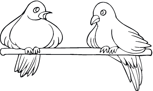 kolorowanka dwa ptaki na gałęzi
