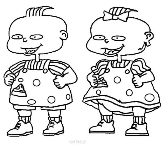 coloring page of two young children