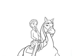 子供のための馬に乗った少女を印刷する着色