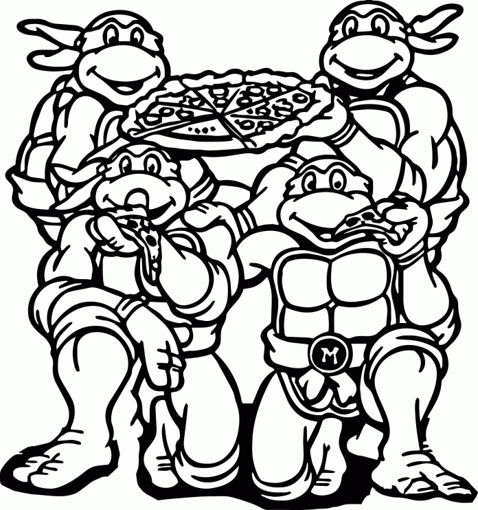színező lap éhes ninja teknősök