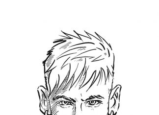 coloring book head of famous player Neymar - Brazil