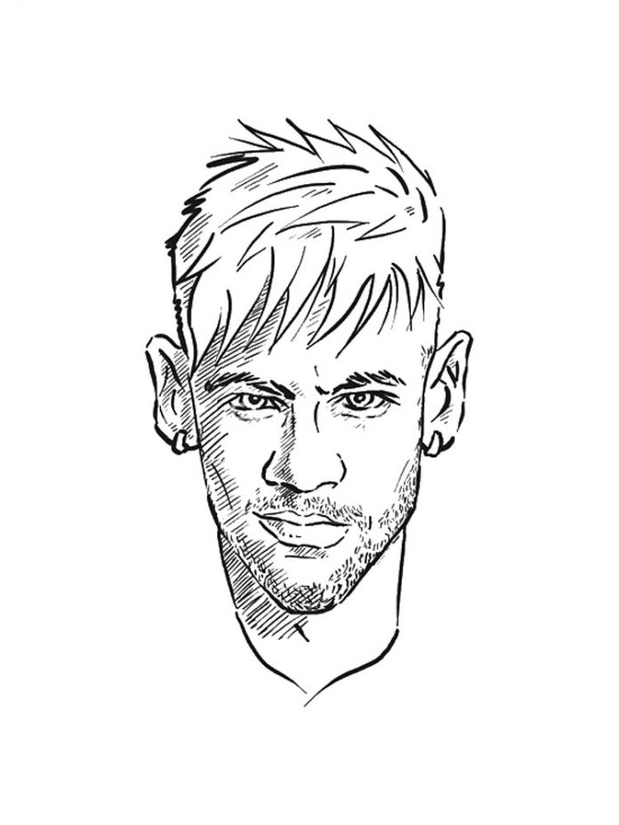 feuille à colorier de la tête du célèbre joueur Neymar - Brésil