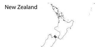 farvelægningsark New Zealand grænser - printbart landkort