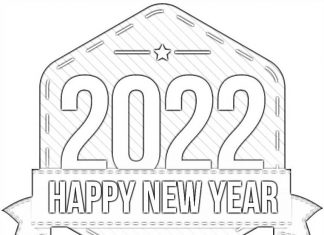 folha de coloração feliz ano novo 2022