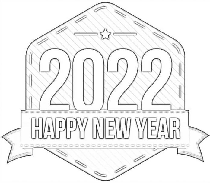 hoja para colorear feliz año nuevo 2022