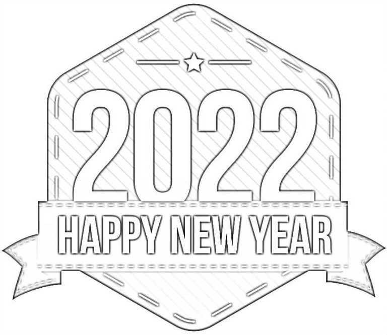 Happy New Year 2022 printable and online coloring book