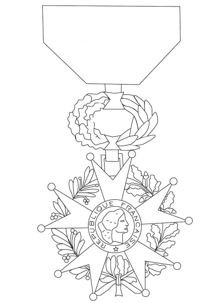 medalla de la página de coloración en Francia