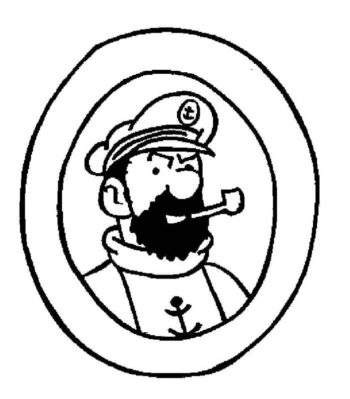Farvelægningsbog til udskrivning af en af figurerne fra Tintins eventyr