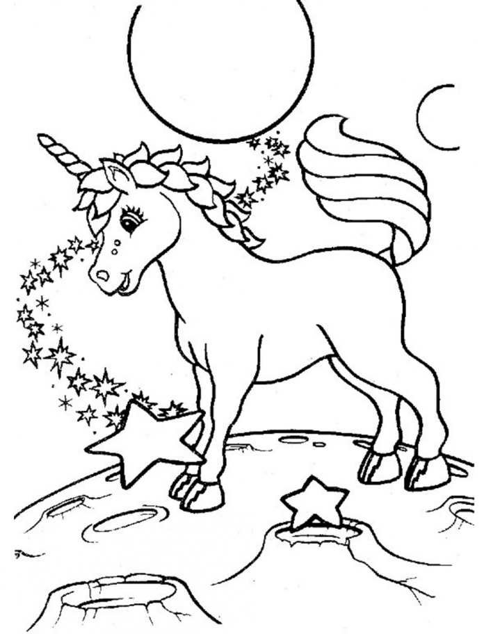 Unicorn on Mars printable coloring book for girls