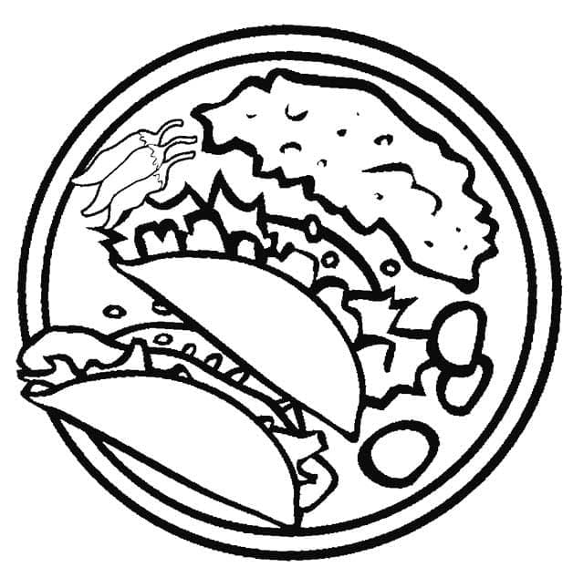 coloring page food on a plate