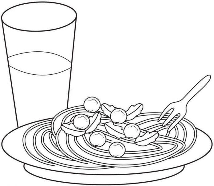coloring page food with glass