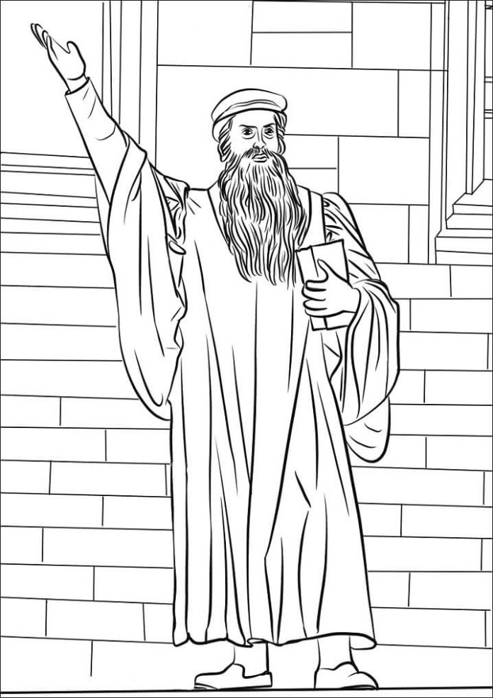 coloring page Calvinist clergyman