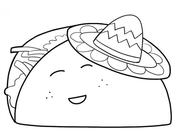 coloring page hat sandwich