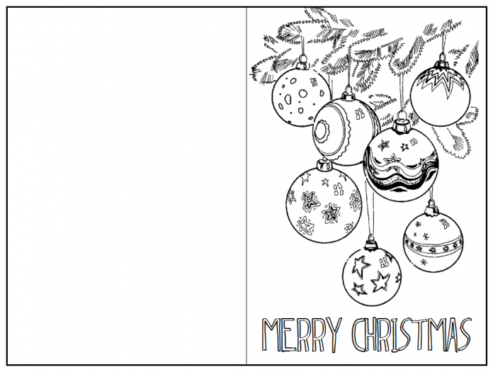 Weihnachtskarte Malbuch mit Kugeln - druckbare Vorlage