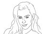 Printable coloring page of kim kardashian with long hair