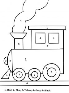Coloring Book Coloring by instruction train printable and online