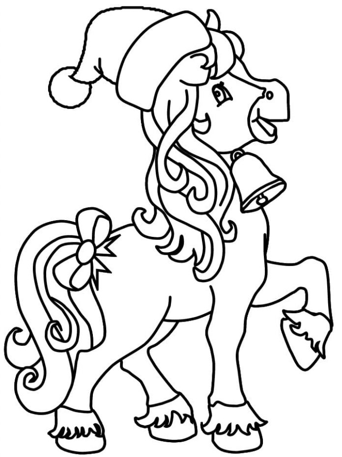 A coloring book of a horse in Christmas cheer