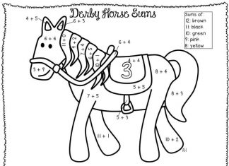 coloring book horse with the number 3