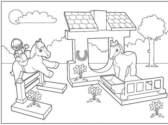 coloring book horses in lego duplo