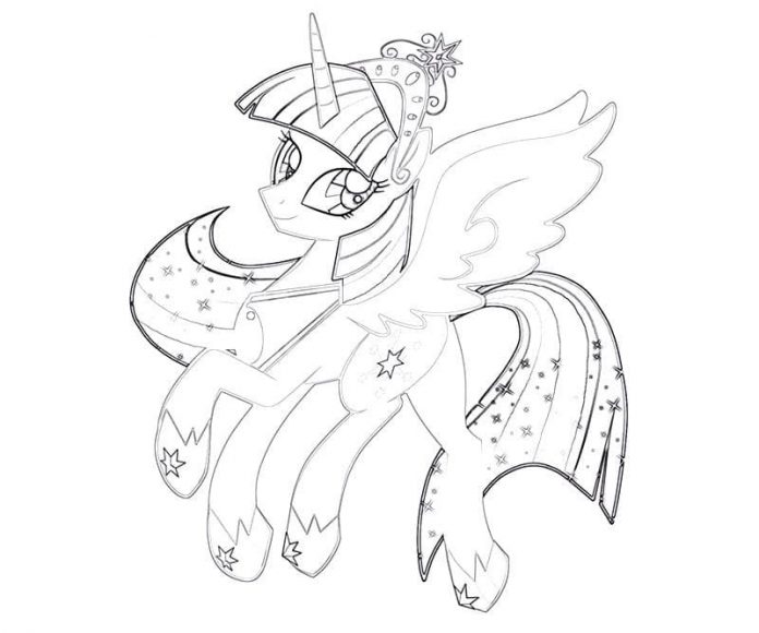 Twilight Sparkle coloring book outline for kids to print