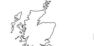 Printable map outline coloring book Great Britain