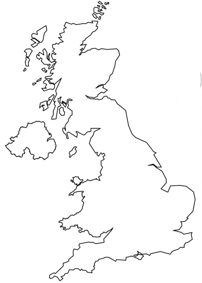 printbart kort over Storbritannien