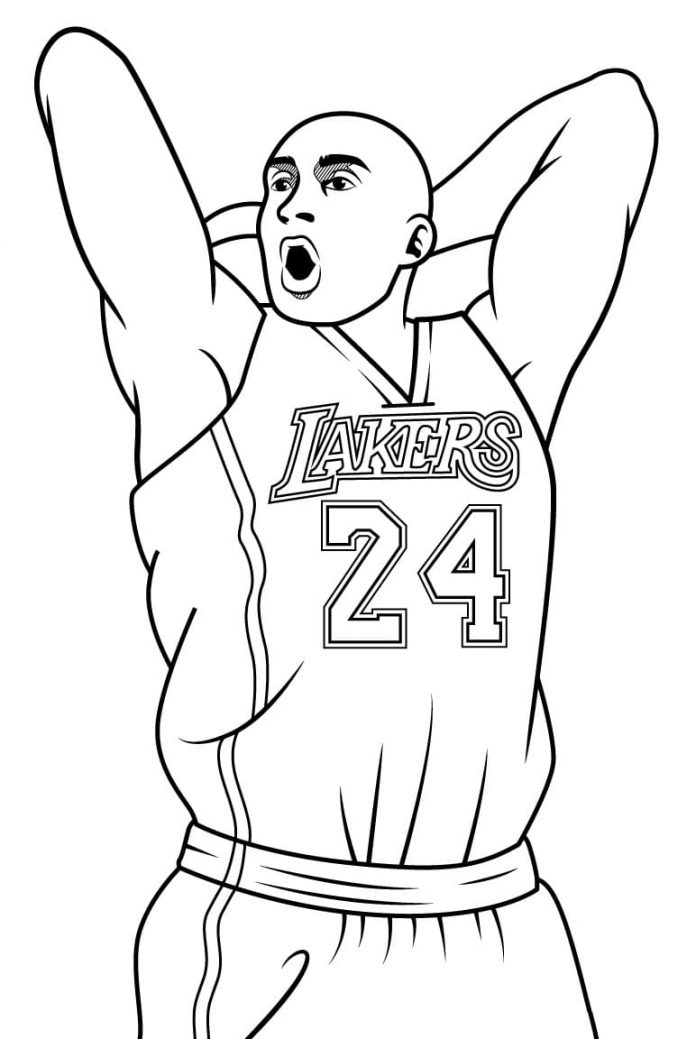 lámina para colorear del jugador de baloncesto de la NBA número 24 de los Lakers