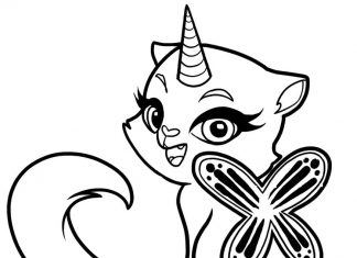 Unicorn cat printable coloring book for kids