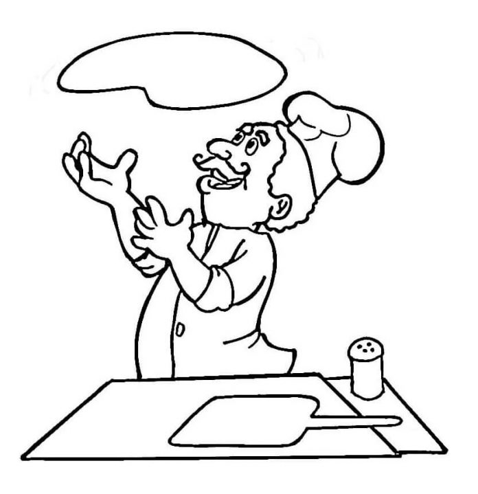 coloring page spinning Italian pizza