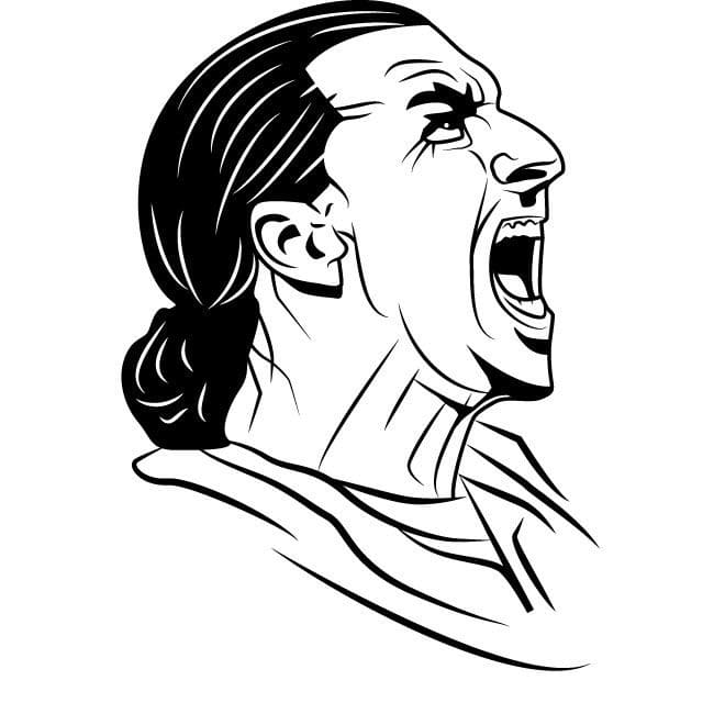 coloring page screaming Zlatan Ibrahimović
