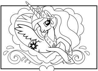 Princess Celestia coloring book in a frame