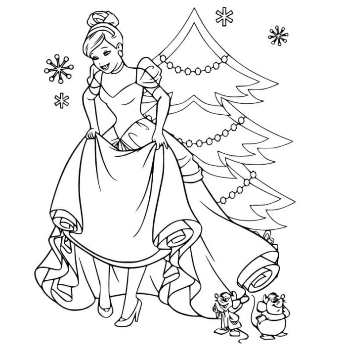 Free Printable Christmas Princess Coloring Pages