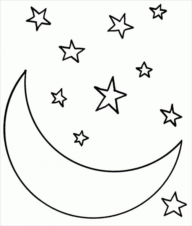 Kuu ja tähdet värityskirja