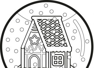 Printable snowball coloring book with small house