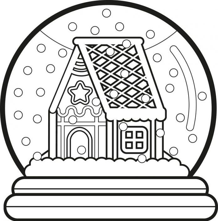 bedruckbares Schneeball-Malbuch mit kleinem Haus