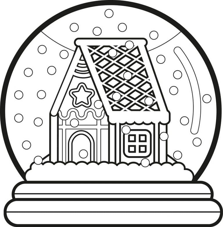 Livre de coloriage boule de neige avec petite maison imprimable et en ligne