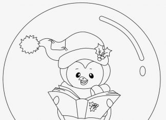 omalovánky tučňák sněhová koule k vytisknutí pro děti