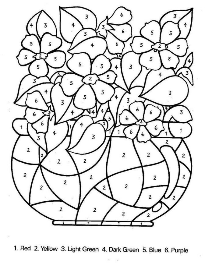 coloriage de l'image d'une fleur dans un vase