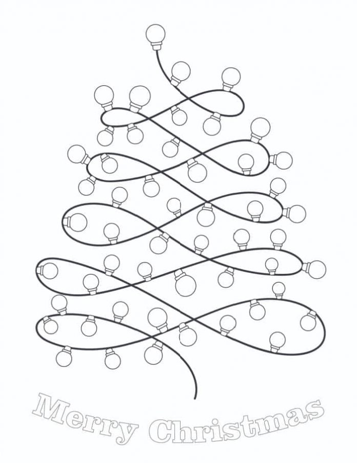 omalovánky vánoční osvětlení ve tvaru vánočního stromku